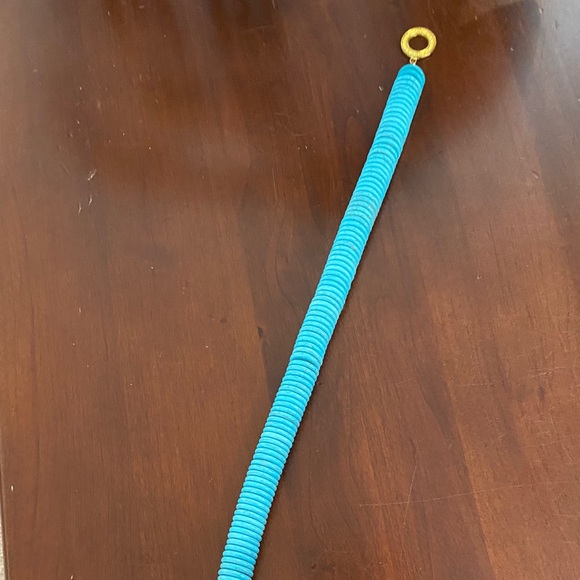 Turquoise Disc & Gold Necklace, 17in - Picture 5 of 6